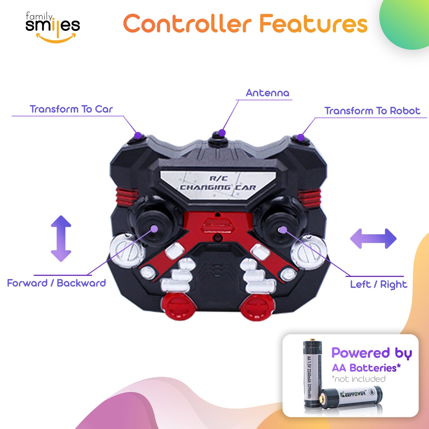 Family Smiles Kids RC Toy Truck Transforming Robot Remote Control Vehicle Toys for Boys 8 - 12 Blue