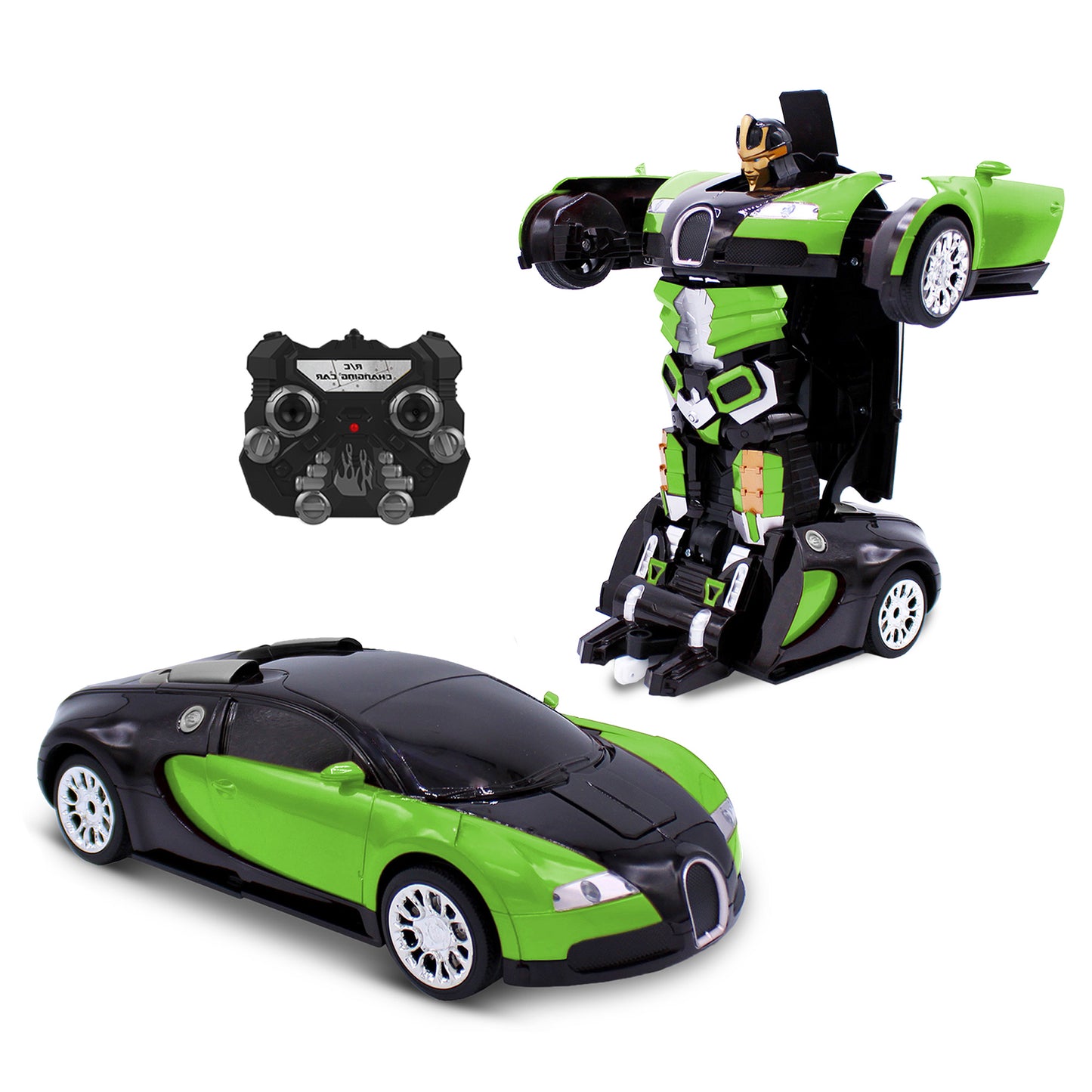 Family Smiles Kids RC Toy Car Transforming Robot Remote Control Vehicle Toys for Boys 8 - 12 Green