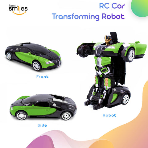 Family Smiles Kids Remote Control Toy Car Transforming Robot RC Vehicle Toys Boys Age 8-12 Extra Battery