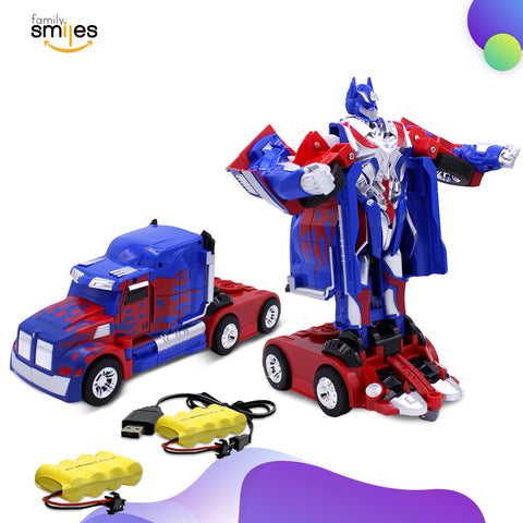 Family Smiles Kids Remote Control Toy Car Truck Transforming Robot RC Vehicle Toys Boys Age 8-12 Extra Battery