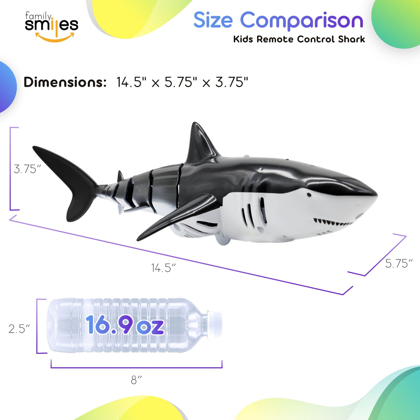 Family Smiles Kids RC Shark Pool Bath Toy Remote Control Water Toys Boy Girl 6+ Year Gift