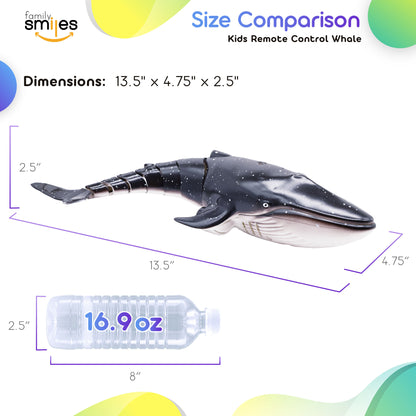 Family Smiles Kids RC Whale Pool Bath Toy Remote Control Water Toys For Boys Girls 6+ Years Gift