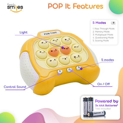 Family Smiles Pop It Fidget Music Puzzle Game Kids Light Up Bubble Push Sensory Toy Yellow