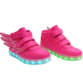 Kids High Top Wing Walker (Pink) - LED SHOE SOURCE,  Shoes - Fashion LED Shoes USB Charging light up Sneakers Adults Unisex Men women kids Casual Shoes High Quality
