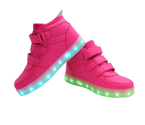 Kids High Top Wing Walker (Pink) - LED SHOE SOURCE,  Shoes - Fashion LED Shoes USB Charging light up Sneakers Adults Unisex Men women kids Casual Shoes High Quality