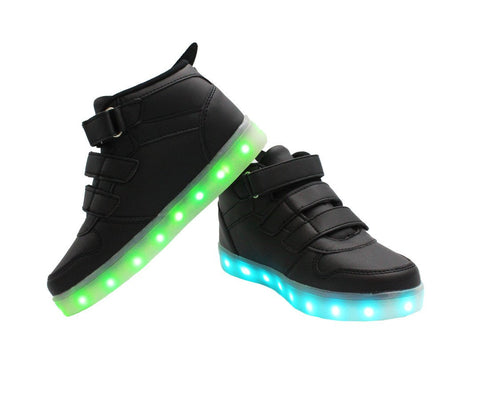 Kids High Top Wing Walker (Black) - LED SHOE SOURCE,  Shoes - Fashion LED Shoes USB Charging light up Sneakers Adults Unisex Men women kids Casual Shoes High Quality