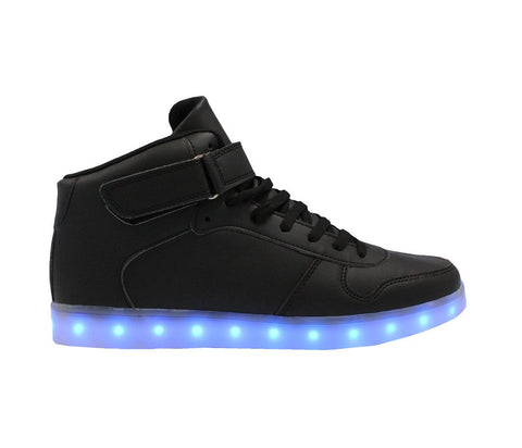 High Top Casual (Black) - LED SHOE SOURCE,  Shoes - Fashion LED Shoes USB Charging light up Sneakers Adults Unisex Men women kids Casual Shoes High Quality