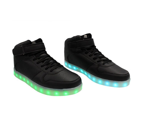 High Top Casual (Black) - LED SHOE SOURCE,  Shoes - Fashion LED Shoes USB Charging light up Sneakers Adults Unisex Men women kids Casual Shoes High Quality