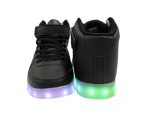 High Top Casual (Black) - LED SHOE SOURCE,  Shoes - Fashion LED Shoes USB Charging light up Sneakers Adults Unisex Men women kids Casual Shoes High Quality