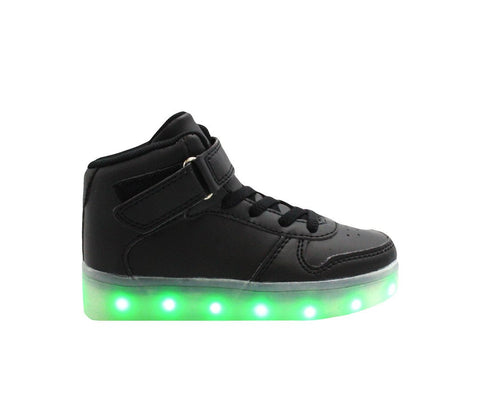 Kids High Top Casual (Black) - LED SHOE SOURCE,  Shoes - Fashion LED Shoes USB Charging light up Sneakers Adults Unisex Men women kids Casual Shoes High Quality