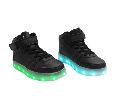 Kids High Top Casual (Black) - LED SHOE SOURCE,  Shoes - Fashion LED Shoes USB Charging light up Sneakers Adults Unisex Men women kids Casual Shoes High Quality