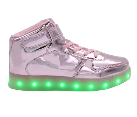 Kids High Top Shine (Pink) - LED SHOE SOURCE,  Shoes - Fashion LED Shoes USB Charging light up Sneakers Adults Unisex Men women kids Casual Shoes High Quality