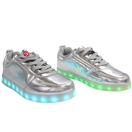 Low Top Shine (Silver) - LED SHOE SOURCE,  Shoes - Fashion LED Shoes USB Charging light up Sneakers Adults Unisex Men women kids Casual Shoes High Quality