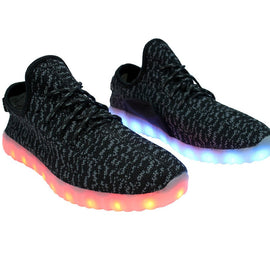 Sport Knit (Black) - LED SHOE SOURCE,  Shoes - Fashion LED Shoes USB Charging light up Sneakers Adults Unisex Men women kids Casual Shoes High Quality