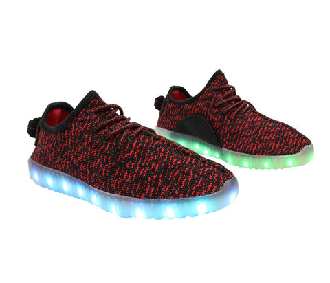 Sport Knit (Black & Red) - LED SHOE SOURCE,  Shoes - Fashion LED Shoes USB Charging light up Sneakers Adults Unisex Men women kids Casual Shoes High Quality