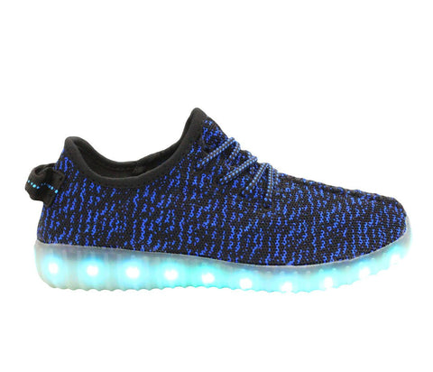 Sport Knit (Blue & Black) - LED SHOE SOURCE,  Shoes - Fashion LED Shoes USB Charging light up Sneakers Adults Unisex Men women kids Casual Shoes High Quality