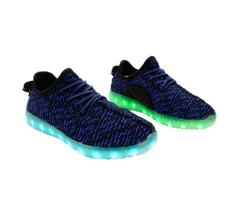 Sport Knit (Blue & Black) - LED SHOE SOURCE,  Shoes - Fashion LED Shoes USB Charging light up Sneakers Adults Unisex Men women kids Casual Shoes High Quality