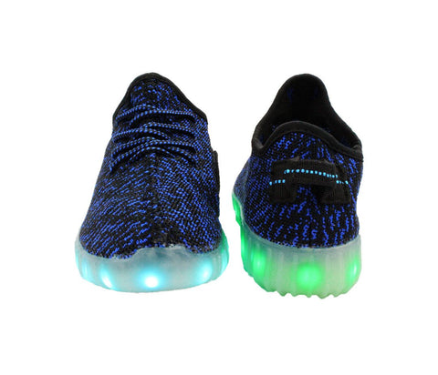 Sport Knit (Blue & Black) - LED SHOE SOURCE,  Shoes - Fashion LED Shoes USB Charging light up Sneakers Adults Unisex Men women kids Casual Shoes High Quality