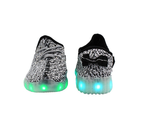 Sport Knit (White & Grey) - LED SHOE SOURCE,  Shoes - Fashion LED Shoes USB Charging light up Sneakers Adults Unisex Men women kids Casual Shoes High Quality
