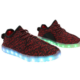 Sport Knit App Controlled (Black & Red) - LED SHOE SOURCE,  Shoes - Fashion LED Shoes USB Charging light up Sneakers Adults Unisex Men women kids Casual Shoes High Quality