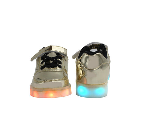 Kids Low Top Shine (Gold) - LED SHOE SOURCE,  Shoes - Fashion LED Shoes USB Charging light up Sneakers Adults Unisex Men women kids Casual Shoes High Quality
