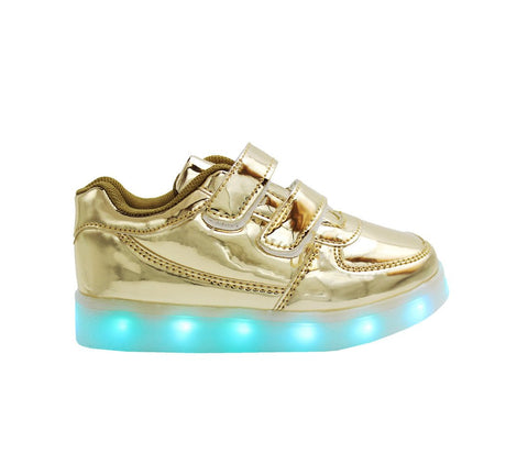 Kids Low Top Shine (Gold) - LED SHOE SOURCE,  Shoes - Fashion LED Shoes USB Charging light up Sneakers Adults Unisex Men women kids Casual Shoes High Quality