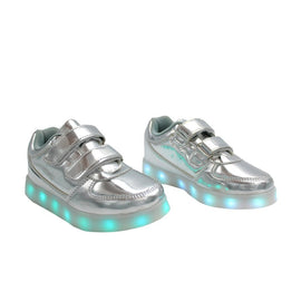 Kids Low Top Shine (Silver) - LED SHOE SOURCE,  Shoes - Fashion LED Shoes USB Charging light up Sneakers Adults Unisex Men women kids Casual Shoes High Quality