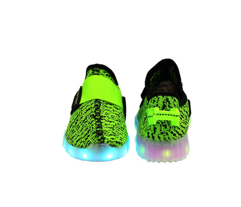Kids Sport Knit Slip On (Green) - LED SHOE SOURCE,  Shoes - Fashion LED Shoes USB Charging light up Sneakers Adults Unisex Men women kids Casual Shoes High Quality