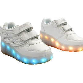 Kids Low Top Wing Roller (White) - LED SHOE SOURCE,  Shoes - Fashion LED Shoes USB Charging light up Sneakers Adults Unisex Men women kids Casual Shoes High Quality