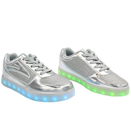 Low Top Fusion (Silver) - LED SHOE SOURCE,  Shoes - Fashion LED Shoes USB Charging light up Sneakers Adults Unisex Men women kids Casual Shoes High Quality