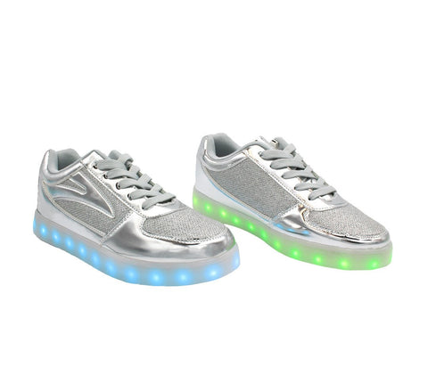 Low Top Fusion (Silver) - LED SHOE SOURCE,  Shoes - Fashion LED Shoes USB Charging light up Sneakers Adults Unisex Men women kids Casual Shoes High Quality