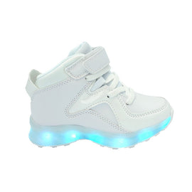 Kids High Top Casual (White) - LED SHOE SOURCE,  Shoes - Fashion LED Shoes USB Charging light up Sneakers Adults Unisex Men women kids Casual Shoes High Quality