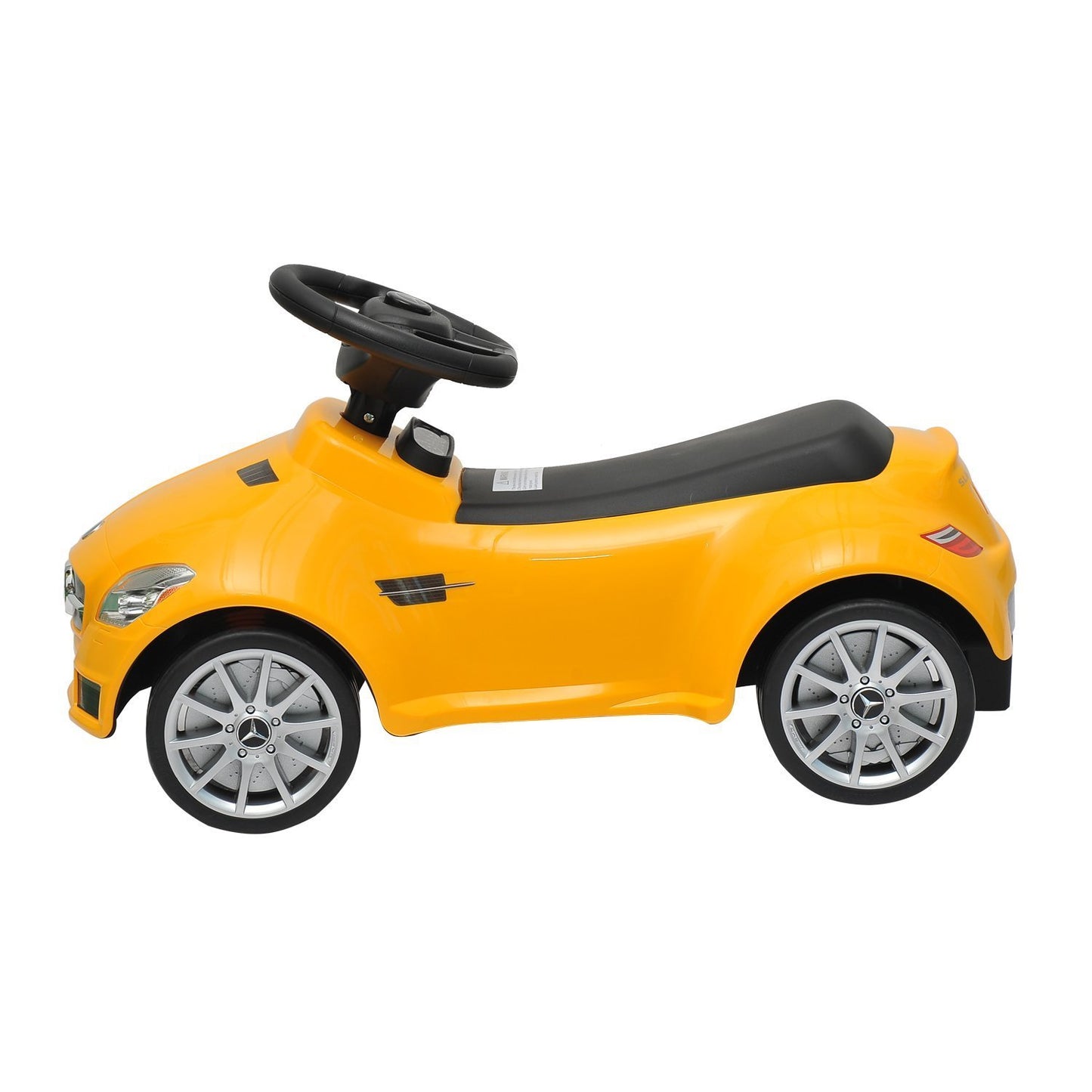 Family Smiles Kids Toddlers Foot-to-Floor Ride-On Push Car Offically Licensed Mercedes SLK AMG Lightweight Buggy Car for Boys (Yellow)