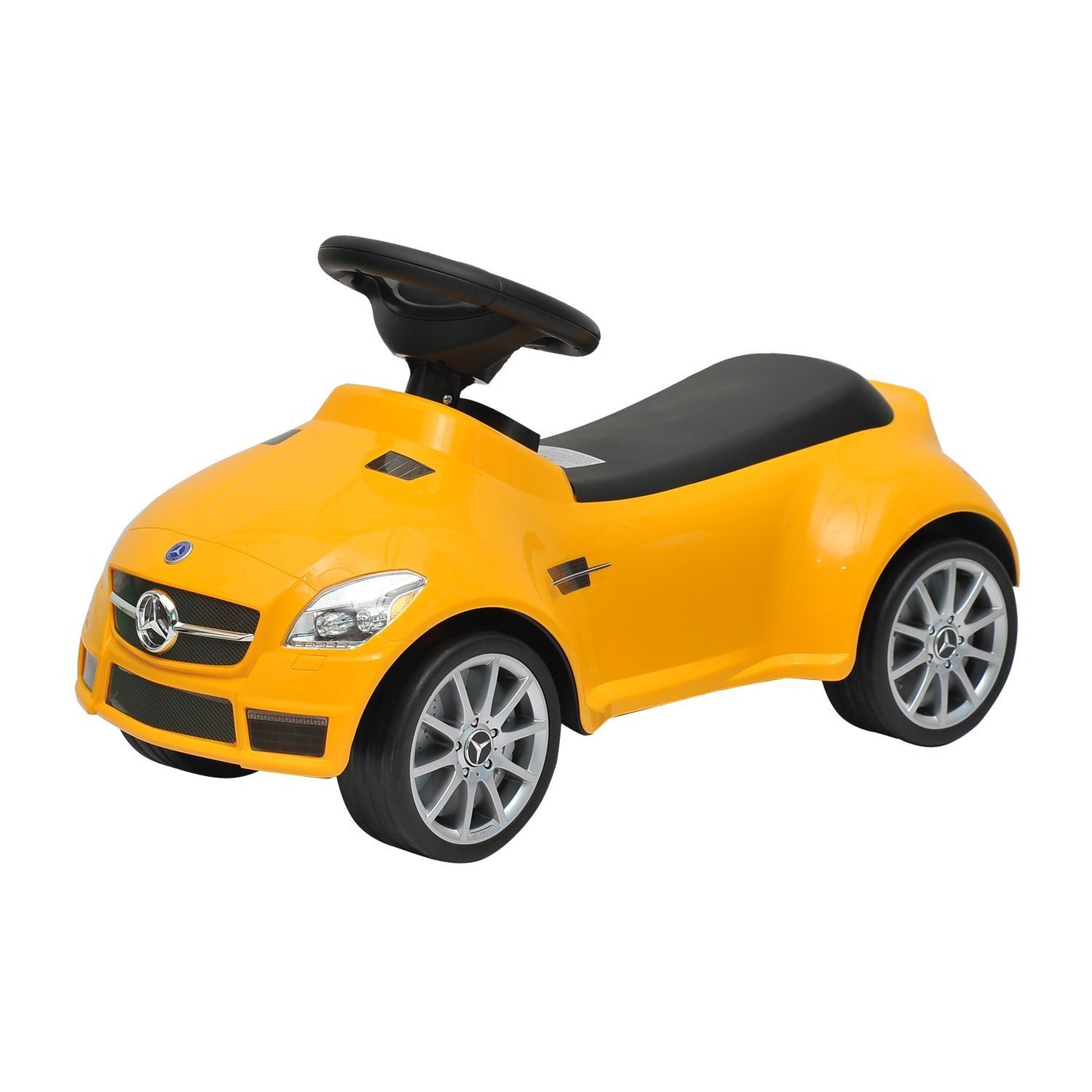 Family Smiles Kids Toddlers Foot-to-Floor Ride-On Push Car Offically Licensed Mercedes SLK AMG Lightweight Buggy Car for Boys (Yellow)