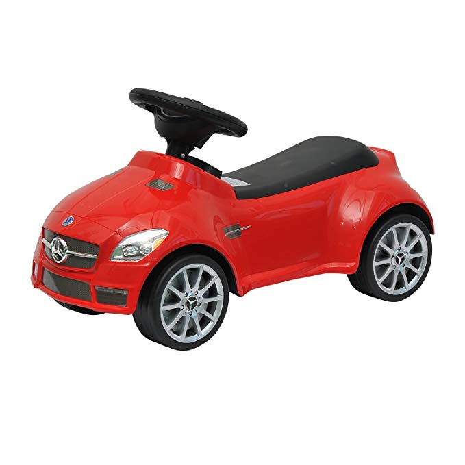 Family Smiles Kids Toddlers Foot-to-Floor Ride-On Push Car Offically Licensed Mercedes SLK AMG Lightweight Buggy Car for Boys (Red)