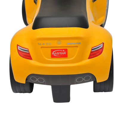 Family Smiles Kids Toddlers Foot-to-Floor Ride-On Push Car Offically Licensed Mercedes SLK AMG Lightweight Buggy Car for Boys (Yellow)