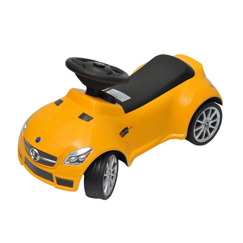 Family Smiles Kids Toddlers Foot-to-Floor Ride-On Push Car Offically Licensed Mercedes SLK AMG Lightweight Buggy Car for Boys (Yellow)