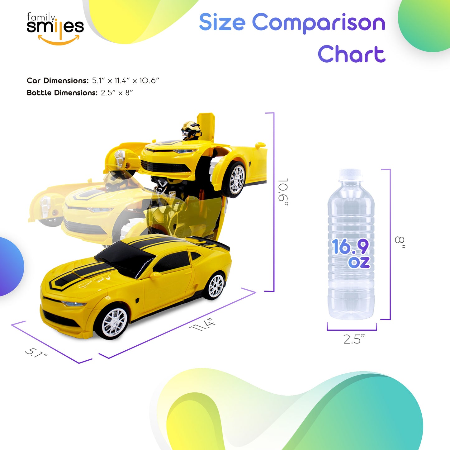 Kids RC Toy Car Transforming Robot Remote Control Vehicle Toys for Boys 8 - 12 Yellow