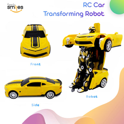 Kids RC Toy Car Transforming Robot Remote Control Vehicle Toys for Boys 8 - 12 Yellow