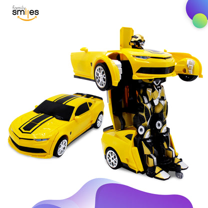 Kids RC Toy Car Transforming Robot Remote Control Vehicle Toys for Boys 8 - 12 Yellow