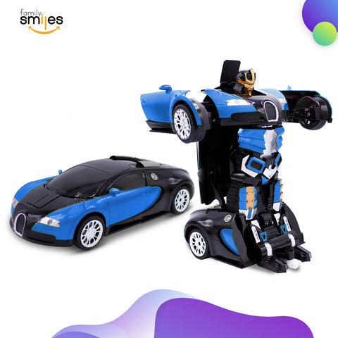 Kids RC Toy Car Transforming Robot Remote Control Vehicle Toys for Boys 8 - 12 Blue
