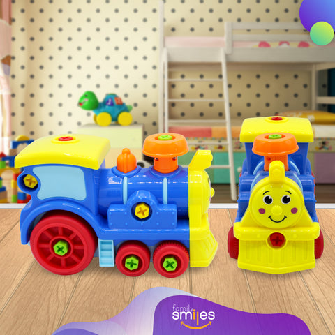 Family Smiles Take Apart Kids Educational Toy with Tools Construction Engineering Building Train Play Set Creative Fun Toys for Children (Train)