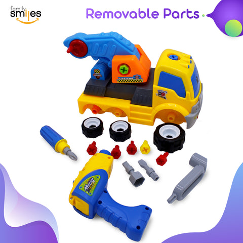 Kids Educational Take Apart Boy Vehicle Toy Construction Developmental STEM Learning Crane Engineering Tools Build Your Own Car Play Set for Children