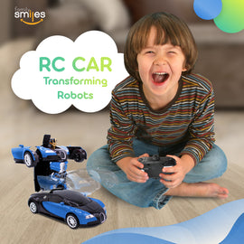 Kids RC Toy Car Transforming Robot Remote Control Vehicle Toys for Boys 8 - 12 Blue
