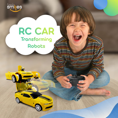 Kids RC Toy Car Transforming Robot Remote Control Vehicle Toys for Boys 8 - 12 Yellow