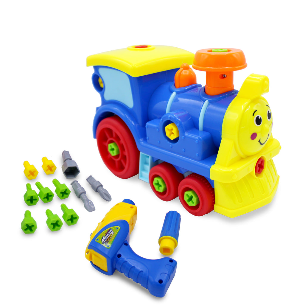 Family Smiles Take Apart Kids Educational Toy with Tools Construction Engineering Building Train Play Set Creative Fun Toys for Children (Train)