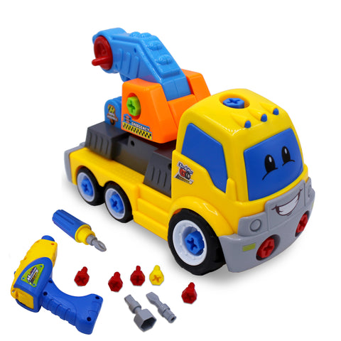 Kids Educational Take Apart Boy Vehicle Toy Construction Developmental STEM Learning Crane Engineering Tools Build Your Own Car Play Set for Children