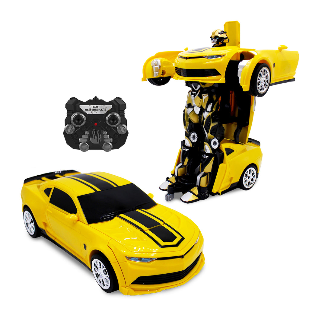 Kids RC Toy Car Transforming Robot Remote Control Vehicle Toys for Boys 8 - 12 Yellow