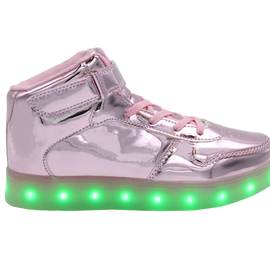 Galaxy LED Shoes Light Up USB Charging High Top Women’s Sneakers (Pink Glossy)