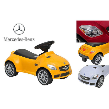 Family Smiles Kids Toddlers Foot-to-Floor Ride-On Push Car Offically Licensed Mercedes SLK AMG Lightweight Buggy Car for Boys (Yellow)